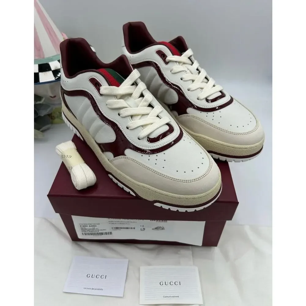 Men's Gucci re web leather sneakers size 12 fits 12.5 US made in Italy